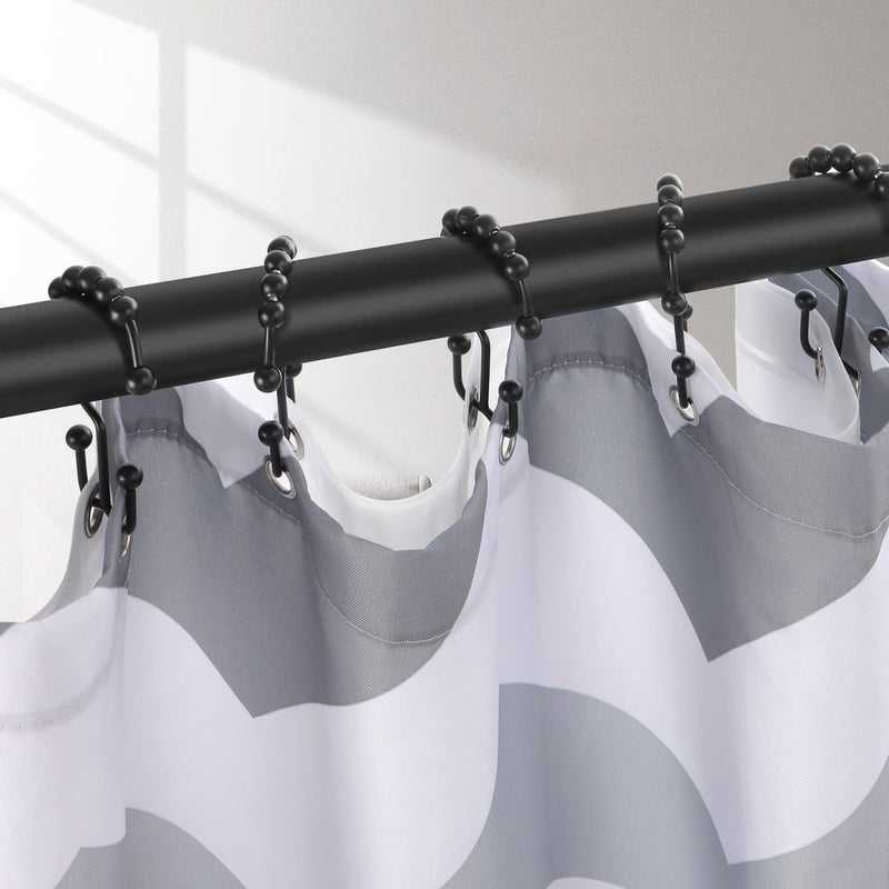 TOPROD Matte Black Shower Curtain Hooks Rings, Double Sided, Stainless Steel, Set of 12 - Image 4